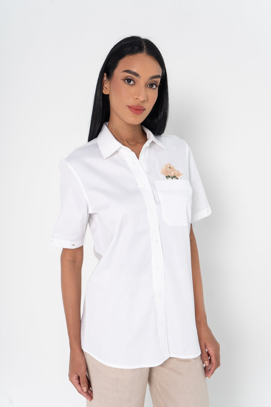 Ikram Embroidered Shirt with Detachable Sleeves