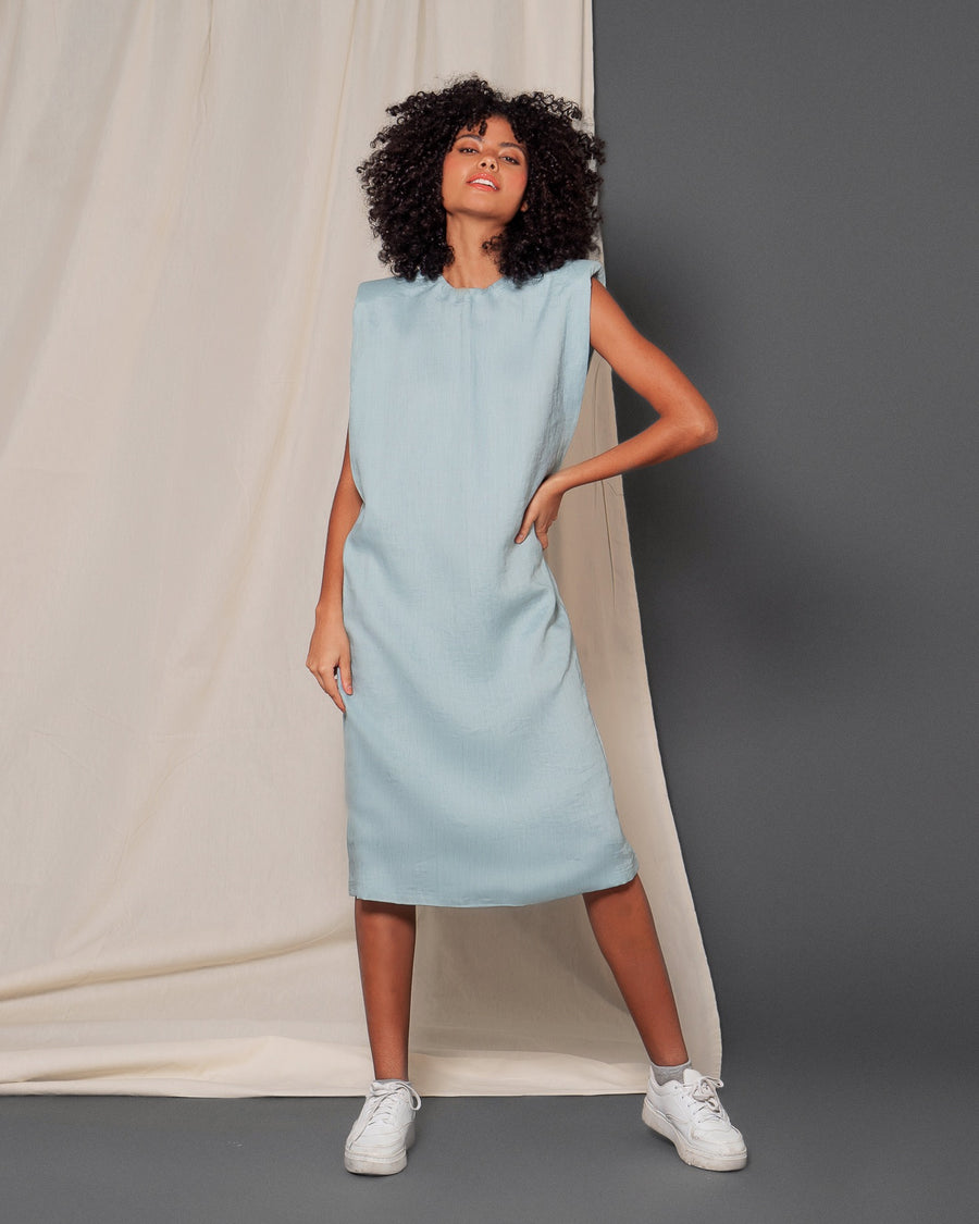 Kelly sleeveless padded shoulder dress - Ta-Noura.com