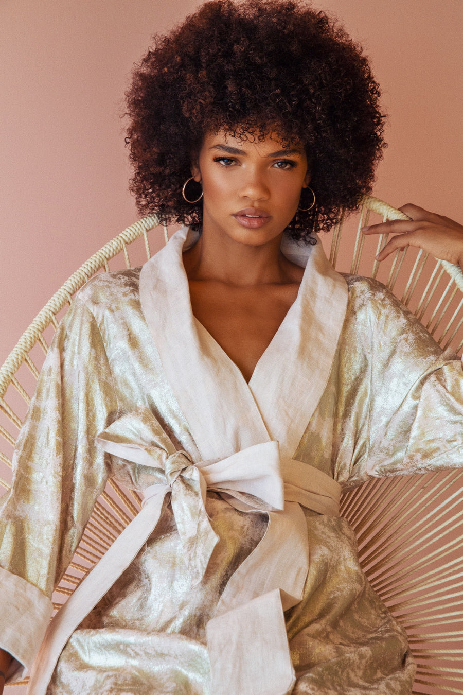 Ella printed linen robe - Ta-Noura.com